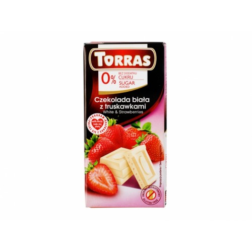 Czekolada biała z truskawkami - 75g Torras